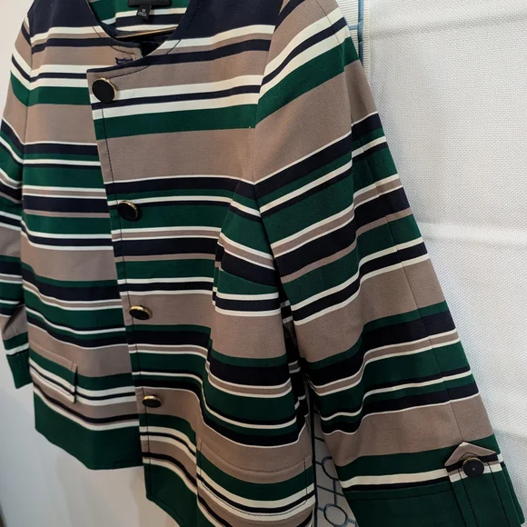 Talbots Green, Tan & Black Striped Blazer - Picture 6 of 6